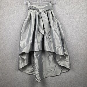 Y2K A'Gaci Skirt Womens Small Silver Gray Prom Ready Taffeta High Low Formal